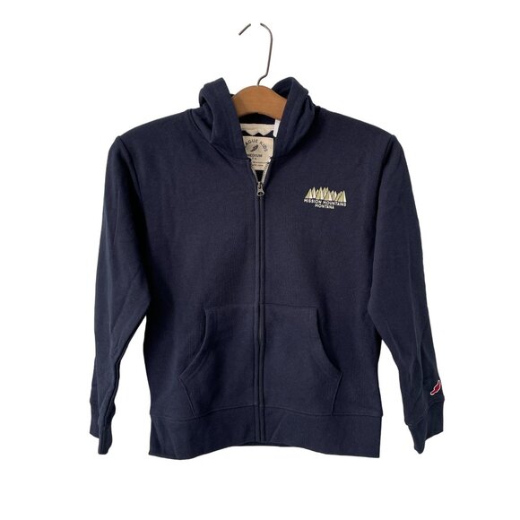League 91 Mission Mountains Montana Full Zip Hoodie Kids Medium Navy Blue NEW - Picture 1 of 10
